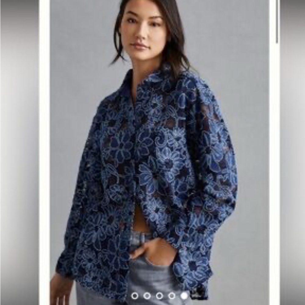 Floral Lace Blue Women's Top